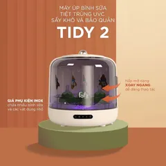 Máy úp bình sữa Fatzbaby Tidy 2 - Tiệt trùng UVC và sấy khô, Dung tích 13L, Giữ tiệt trùng lên đến 72 giờ, Phù hợp cho gia đình