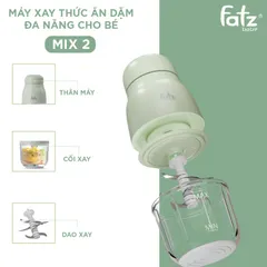 Máy Xay Thức Ăn Dặm Đa Năng Fatzbaby MIX 2 FB5001MB - Công Suất 200W, Lưỡi Dao Inox 8 Cánh, Dung Tích 300ml, Thích Hợp Cháo, Súp, Sinh Tố Cho Bé
