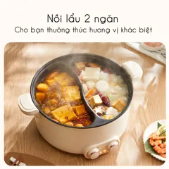 Nồi Lẩu Điện 2 Ngăn Gemhaus GH910 6L - Nấu Được 2 Món Cùng Lúc, Thiết Kế Sang Trọng, Chịu Nhiệt Tốt, Dùng Cho 6-8 Người