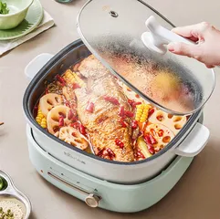 Nồi Lẩu Điện Đa Năng Bear DHG-D40F3 1500W Màu Xanh Mint - Thiết Kế Sang Trọng, Dung Tích Lớn 4 Lít, Dễ Dàng Vệ Sinh