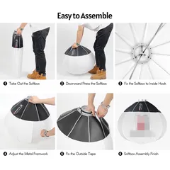 Softbox cầu Triopo 65cm KS65 ngàm Bowen - Thiết bị chiếu sáng chuyên nghiệp, gấp gọn, che phủ ánh sáng 360 độ, phù hợp với nhiều loại đèn.