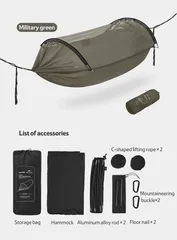 Võng Naturehike CNH22HJ001 Chống Lật & Muỗi cho 2 Người - Thiết Kế Đa Năng, Kích Thước Rộng, Chống Thấm Nước, Phụ Kiện Đầy Đủ