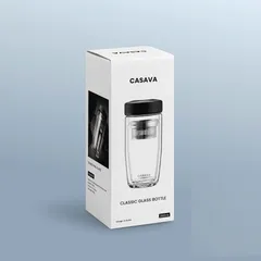 Bình Nước Thủy Tinh 350ml Casava Classic - Bình Giữ Nhiệt 2 Lớp Sang Trọng, Có Lõi Lọc Trà, Thích Hợp Mang Đi Làm, Du Lịch