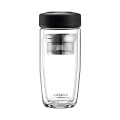 Bình Nước Thủy Tinh 350ml Casava Classic - Bình Giữ Nhiệt 2 Lớp Sang Trọng, Có Lõi Lọc Trà, Thích Hợp Mang Đi Làm, Du Lịch