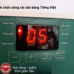 Hộp cơm hâm nóng cắm điện Green Line RW-18 - Dung tích 2L 2 tầng, 4 hũ sứ cao cấp, hâm nóng nhanh chỉ 5 phút, quà tặng tiện ích cho gia đình