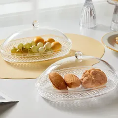 Khay Đựng Bánh Trái Cây Có Nắp Đậy Trong Suốt - Thiết Kế Sang Trọng, Bảo Quản Thực Phẩm Vệ Sinh, Ngăn Côn Trùng
