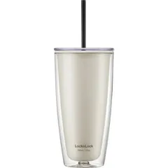 Ly nhựa 2 lớp Lock&Lock kèm ống hút HAP507 750ml - Chống nhiệt, thiết kế tiện dụng, lý tưởng cho nước lạnh và nước đá