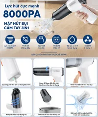 Máy Hút Bụi Cầm Tay Mini 3in1 Mifan CV103 - Lực Hút 8000Pa, Sạc Nhanh Type-C, Tiện Dụng Vệ Sinh Ô Tô, Nhà Cửa, Văn Phòng
