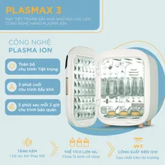 Máy Tiệt Trùng Sấy Khô Khử Mùi Fatzbaby UVC-LED Plasmax 3 FB4792TN - Công Nghệ Nano Plasma Ion, Dung Tích 16L, 6 Chế Độ Hoạt Động