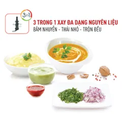 Máy Xay Thực Phẩm Đa Năng Tefal MB450B38 3 Trong 1 - Công Suất 500W, 500ml, Lưỡi Dao Inox, Xay Thịt, Xay Rau, Dễ Vệ Sinh
