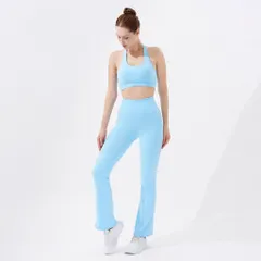 Set đồ tập gym yoga áo lưng ngang Hibi Sports H166 - Quần legging ống loe, chất thun co giãn, thoáng khí, dành cho yoga, gym, thể thao nữ.