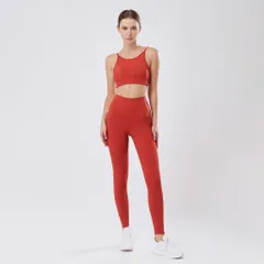 Set đồ tập gym yoga nữ Hibi Sports H162 - Áo 2 dây có mút ngực + Quần legging lưng cao, Thể thao, Yoga, Charm, Cam đất, Xanh coban
