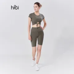Set Đồ Tập Gym Yoga Hibi Sports H158 - Áo Croptop Khoét Tròn Cột Dây Có Mút Ngực, Quần Legging Cao Cấp Thoáng Mát