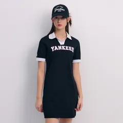 Váy Polo MLB New York Yankees Varsity Lettering Slim Fit - Thời Trang Năng Động, Đi Chơi, Du Lịch, Màu Đen 3FOPV0143-50BKS
