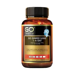 Viên uống bổ não Go Healthy Go Ginkgo 9000 - Hỗ trợ trí nhớ, giảm stress, tăng cường tuần hoàn, cải thiện tâm trạng - 60 viên