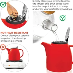 Ấm trà Tealyra Drago 1L - Ấm pha trà gốm sứ có lưới lọc thép không gỉ, giữ hương vị trà hoàn hảo, dụng cụ pha trà tiện lợi cho gia đình