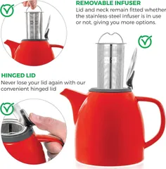 Ấm trà Tealyra Drago 1L - Ấm pha trà gốm sứ có lưới lọc thép không gỉ, giữ hương vị trà hoàn hảo, dụng cụ pha trà tiện lợi cho gia đình
