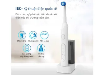 Bàn chải điện Kachi MK361 đầu xoay - Đế sạc không dây, 4 chế độ chải răng, chăm sóc miệng hiệu quả, công nghệ sóng âm 8000 nhịp/phút