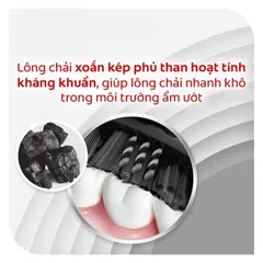Set 2 Đầu Bàn Chải Điện Colgate Sonic 360 Charcoal - Thiết Kế Cải Tiến Kháng Khuẩn, Chải Sạch Hiệu Quả