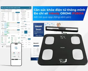Cân Sức Khỏe Điện Tử Oromi IF2801A - Kết Nối Bluetooth, Đo Phân Tích 17 Chỉ Số Cơ Thể Chính Xác, Thông Minh và Tiện Dụng