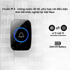 Chuông Cửa Không Dây Thông Minh CTFAST CT01 - Thiết Kế Hiện Đại, Chống Nước, Khoảng Cách 300m, 38 Nhạc Chuông Tùy Chọn
