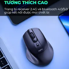 Chuột Không Dây Sạc Inphic DR2 - Chuột Gaming Ergonomic Kiểu Dáng Sang Trọng, Silent Click, Kết Nối USB và Bluetooth 4.0/5.0