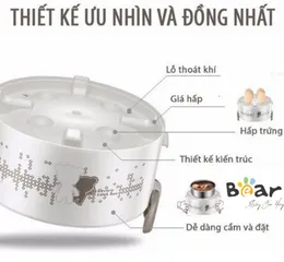 Hộp Cơm Giữ Nhiệt Cắm Điện 3 Tầng Bear DFH-S2358 2L - Tiện Ích Nấu Nướng, Hâm Nóng 3 Món, Khay Inox 304 Dễ Dùng