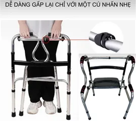 Khung Tập Đi Z002 Đa Năng Có Ghế Ngồi Tháo Rời, Gấp Gọn - Thiết Bị Hỗ Trợ Đi Lại An Toàn Cho Người Cao Tuổi