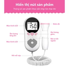 Máy Đo Tim Thai Tại Nhà Fetal Doppler 3.0MHz - Thiết Bị Siêu Âm Cao Cấp Nghe Nhịp Tim Thai Nhi Chính Xác Từ 9 Tuần Trở Lên