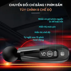 Máy Massage Cầm Tay GoodFit GF01MG - 4 Đầu Massage & 8 Chế Độ Hoạt Động Giảm Nhức Mỏi Cơ, Thiết Kế Công Thái Học, Pin 1800mAh