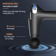 Máy Massage Cầm Tay GoodFit GF01MG - 4 Đầu Massage & 8 Chế Độ Hoạt Động Giảm Nhức Mỏi Cơ, Thiết Kế Công Thái Học, Pin 1800mAh