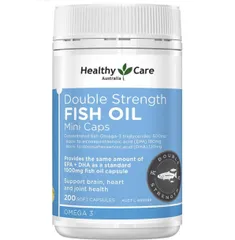 Viên Dầu Cá Healthy Care Double Strength Fish Oil Mini 200 Viên - Tăng Cường Omega-3, Hỗ Trợ Sức Khỏe Tim Mạch và Thị Lực