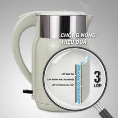 Ấm Đun Nước Siêu Tốc Kalpen KK68 2200W - Thiết Kế Nhỏ Gọn, Chất Liệu Inox Cao Cấp, Chức Năng Giữ Ấm Nước Liên Tục 70°C