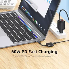 Đầu Chuyển Âm Thanh AU15 Type-C to 3.5DC USAMS US-SJ598 - Thiết Kế 2 Cổng, Hỗ Trợ Sạc Nhanh 60W, Chất Âm Tối Ưu