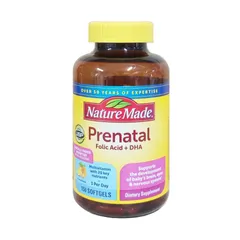 [Hàng Nhập khẩu] Vitamin tổng hợp dành cho bà bầu Nature Made Prenatal Folic Acid + DHA - 150 viên hỗ trợ sức khỏe mẹ và sự phát triển thai nhi, ngăn dị tật ống thần kinh.