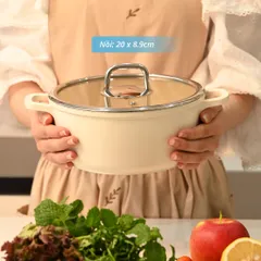 Nồi phủ gốm chống dính cao cấp Haatz Hàn Quốc - Chất liệu bền bỉ, dễ vệ sinh, phù hợp mọi loại bếp, nhiều kích thước 20, 24, 28cm