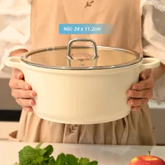 Nồi phủ gốm chống dính cao cấp Haatz Hàn Quốc - Chất liệu bền bỉ, dễ vệ sinh, phù hợp mọi loại bếp, nhiều kích thước 20, 24, 28cm