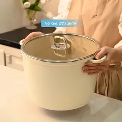 Nồi phủ gốm chống dính cao cấp Haatz Hàn Quốc - Chất liệu bền bỉ, dễ vệ sinh, phù hợp mọi loại bếp, nhiều kích thước 20, 24, 28cm