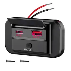 Ổ Cắm Sạc Nhanh 2 Cổng Type C & USB PD QC - Gắn Trên Xe Máy, Ô Tô, Tàu Thuyền - Thích Hợp Cho Android & iOS