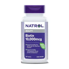 Viên Uống Mọc Tóc Natrol Biotin 10000 mcg Mỹ - Hỗ Trợ Rụng Tóc, Tóc Khỏe Mạnh, 100 Viên, Vitamin B7 Hữu Ích