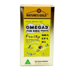 Viên uống Omega 3 cho trẻ em + Vitamin D3 Nature’s Gold - Hỗ trợ phát triển trí não, tăng chiều cao từ 1 tuổi.