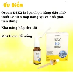 Xịt Bổ Sung Vitamin D3 và K2 Orzax Ocean 20ml - Hỗ Trợ Xương Chắc Khỏe, Tăng Cường Hấp Thu Canxi, Dễ Uống cho Trẻ Em và Người Lớn
