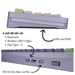 Bàn Phím Cơ Gaming Bluetooth Khung Nhôm XM-M71 Led RGB - Thiết Kế Cao Cấp, Kết Nối Đa Dạng, Keycap Tùy Chỉnh Cho Game Thủ