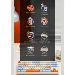 Bàn phím giả cơ không dây Bluetooth M87 LED Rainbow - Bàn phím cơ chất lượng cao với 7 màu ánh sáng, kết nối linh hoạt cho máy tính và điện thoại.