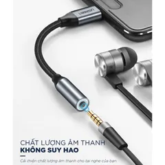 Cáp chuyển Type-C sang 3.5mm Ugreen AV142 - Kết nối tai nghe và loa, không chip DAC, chất lượng âm thanh tốt, thiết kế nhỏ gọn, tiện dụng.