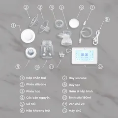 Máy Hút Sữa Đôi Moaz BéBé MB-092 - Thiết Kế Thông Minh, 4 Chế Độ Massage và Hút Sữa, Giúp Mẹ Tiết Kiệm Thời Gian