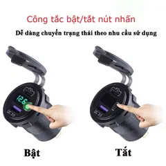 Tẩu Sạc Nhanh 67W Cho Xe Máy & Ô Tô - Cổng USB & Type-C, Tích Hợp Nút On/Off, Sạc Nhanh Chất Lượng Cao, Đèn LED Hiển Thị