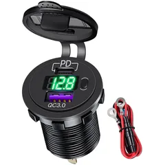 Tẩu Sạc Nhanh 67W Cho Xe Máy & Ô Tô - Cổng USB & Type-C, Tích Hợp Nút On/Off, Sạc Nhanh Chất Lượng Cao, Đèn LED Hiển Thị