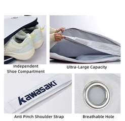 Túi Đựng Vợt Cầu Lông Đa Năng Kawasaki K2G00-B8366 - Chất Liệu Cao Cấp, Chống Nước, Sức Chứa Lớn, Bền và Nhẹ