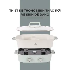 Bếp Nướng Lẩu Đa Năng Kalpen PP66 2200W - Hai Ngăn Nấu Tách Biệt, Dung Tích 6.5L, Chống Dính Siêu Bền, Tiện Lợi Cho Gia Đình